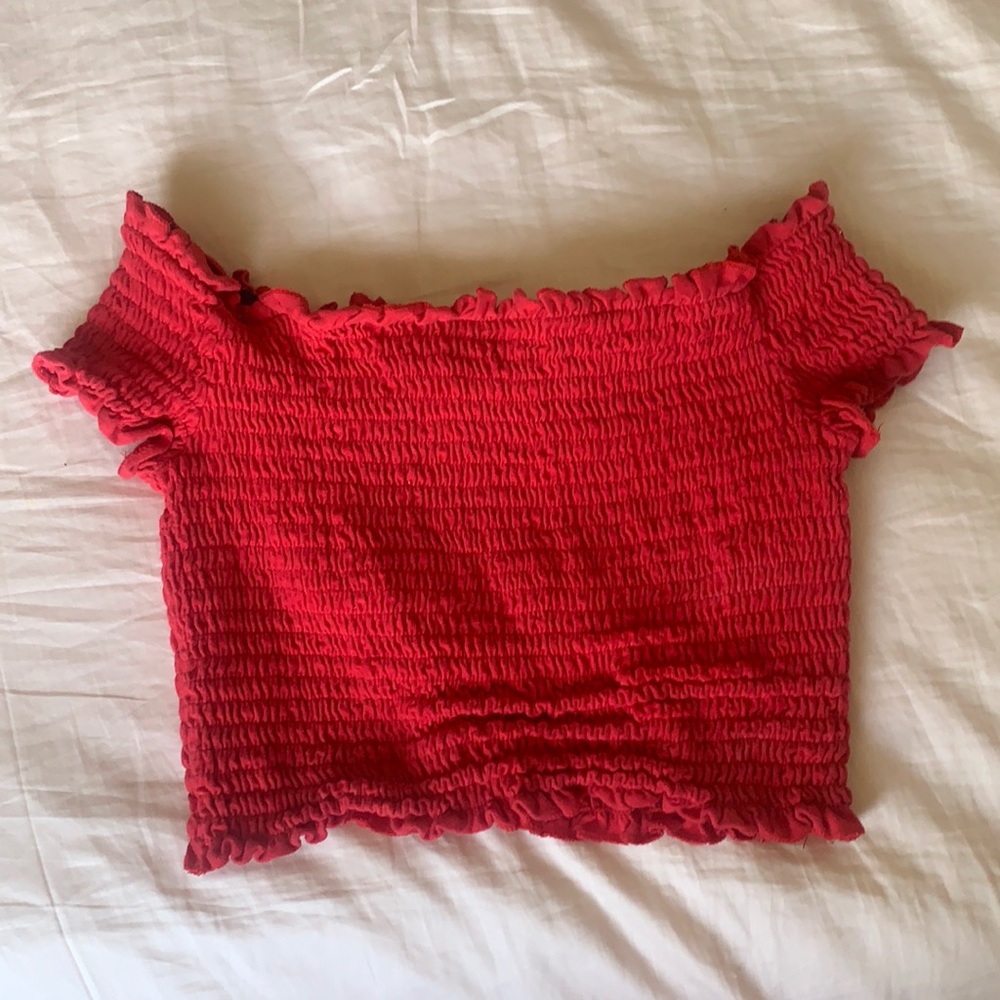 Red Off the Shoulder Top